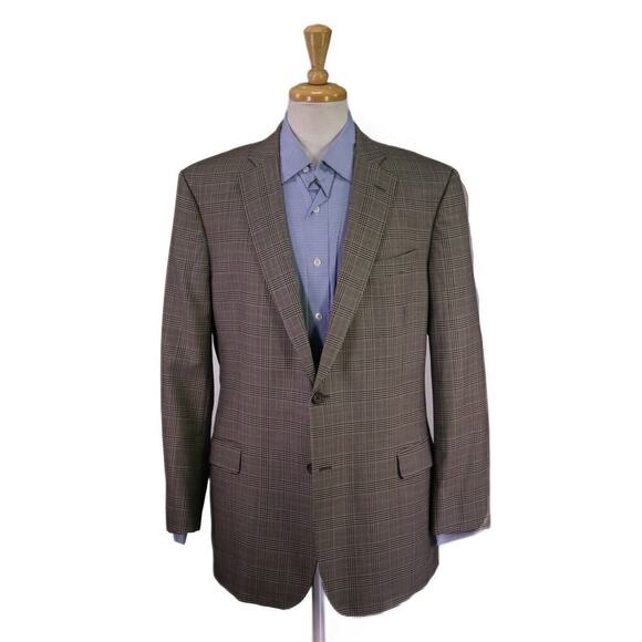 Brooks Brothers Fitzgerald Brown/Black Plaid Wool 2-Btn Sportcoat Blazer 44R